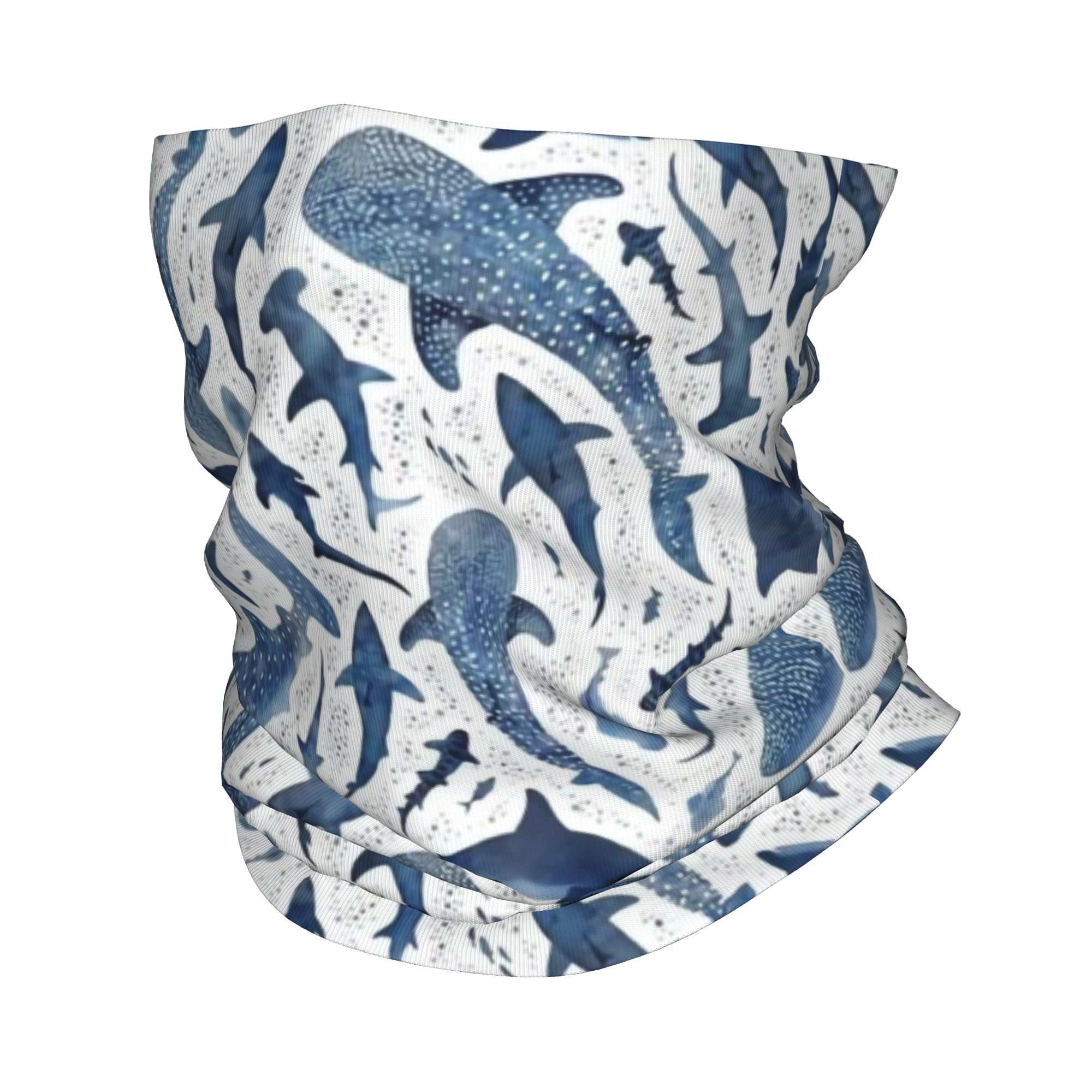 Wool Balaclava Knit - Aangepaste blauwe aquarel haai bandana nekbeenkap