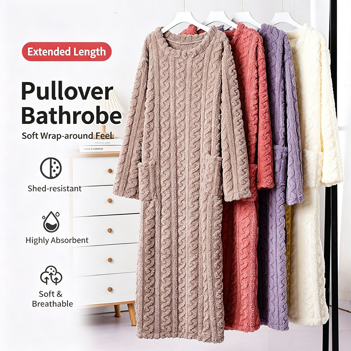 Winter Clothing Equipment - Winterkoraalfluwelen nachtjapon, damesjacquard-katoenfluwelen slaapkledij, warme huiskleding,