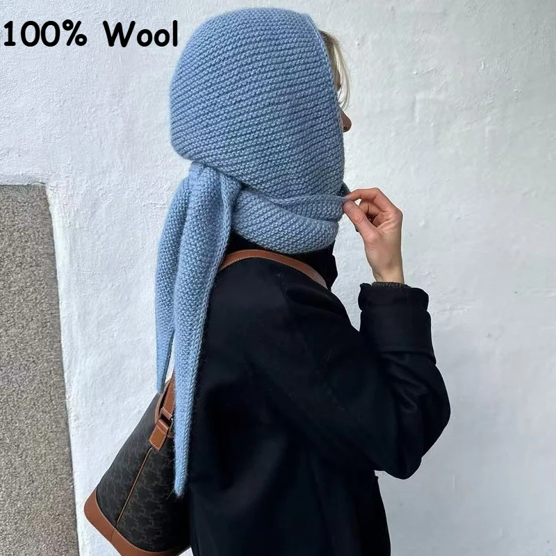 Wool Balaclava Knit - 100% Wol Grote Sophie Sjaal Oversized