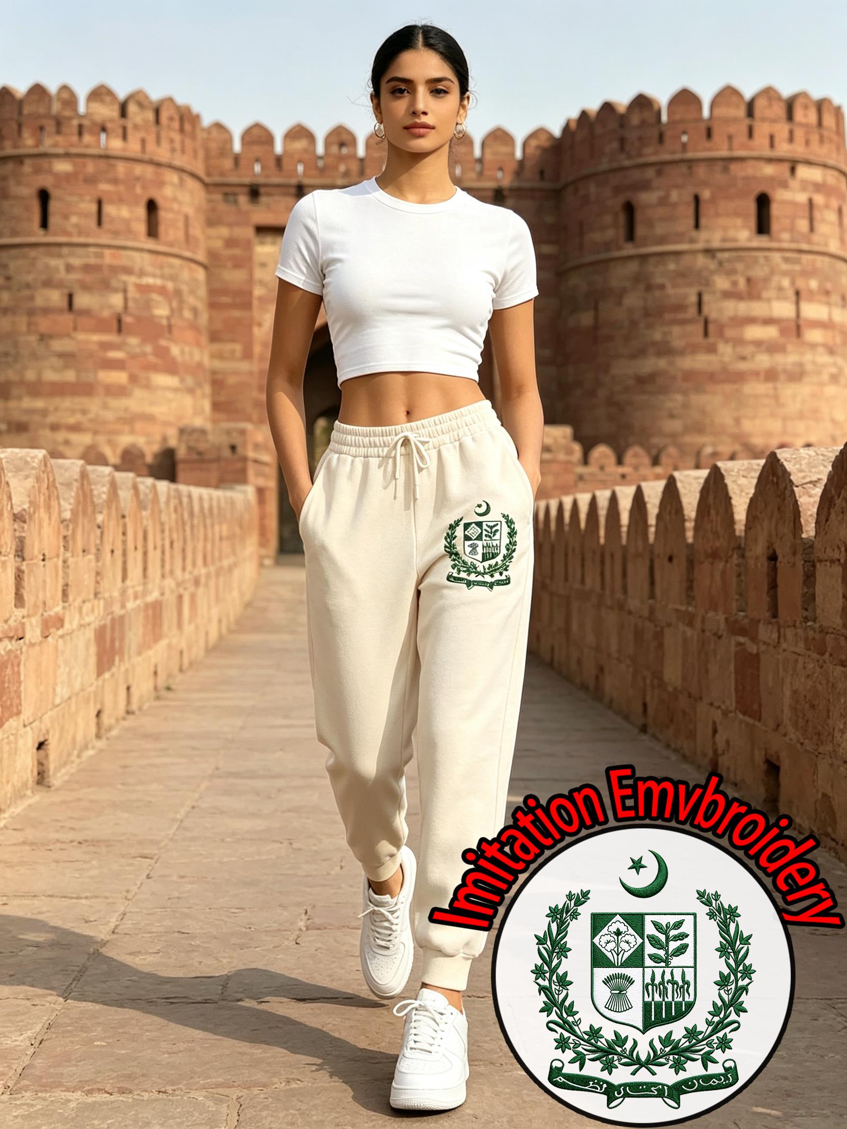 Winter Clothing Women Pakistan - Pakistan Imitatie Borduurprint Joggingbroek Dames Herfst