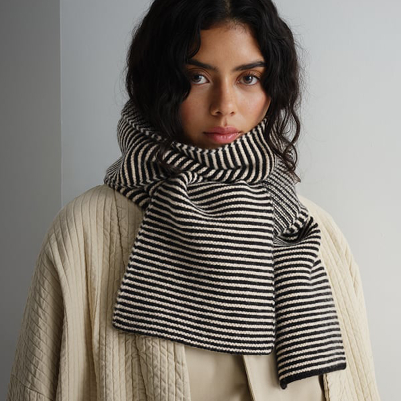 Winter Clothing Korea - Luxe Gestreepte Gebreide Sjaal voor Vrouwen
